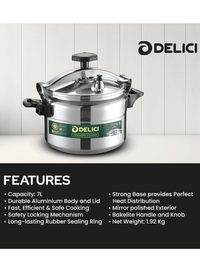 7L Aluminium Pressure Cooker (DPC 7A) - Fast, Efficient, and Safe Cooking with Durable Body, Safety Locking Mechanism, Arabic cooker, Food Cooking Food Preparation Kitchen