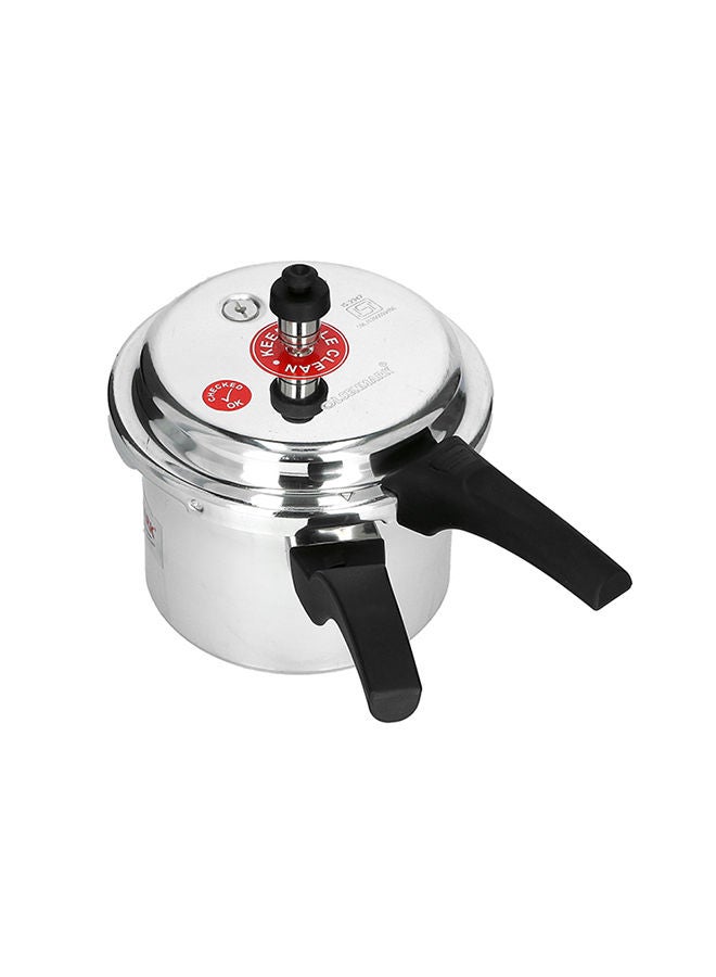 5000ml Aluminium Pressure Cooker, 5L - High Quality Vent Valve - Anti Bulging Base - Heat Resistant Handle Silver