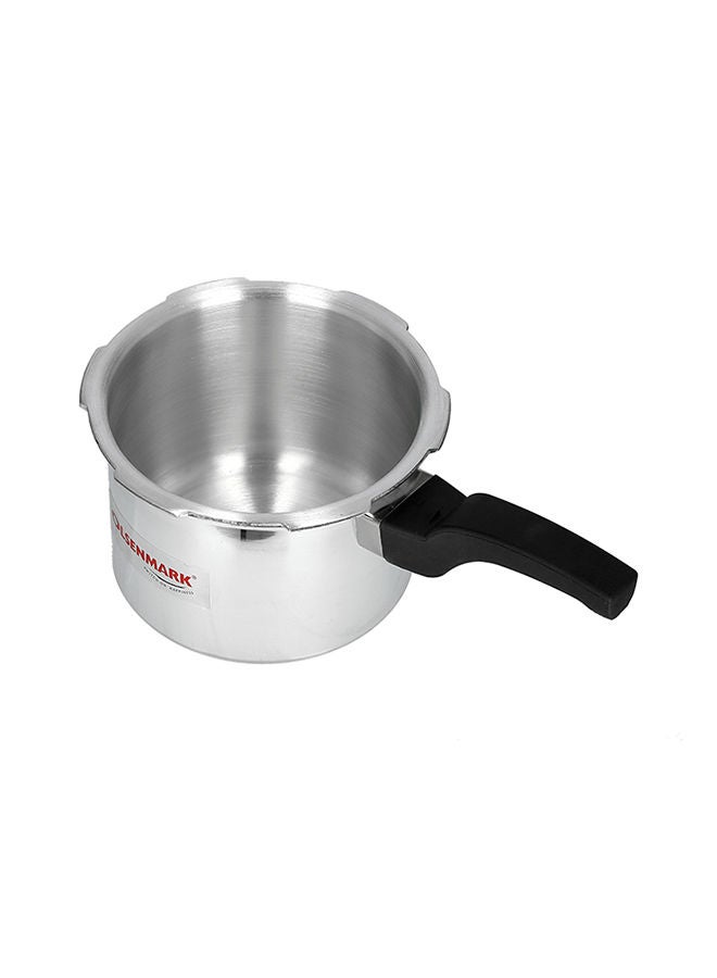 5000ml Aluminium Pressure Cooker, 5L - High Quality Vent Valve - Anti Bulging Base - Heat Resistant Handle Silver