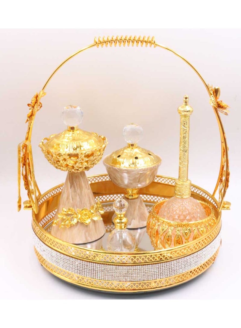 Golden Premium Incense Burner Set for Home Fragrance and Decore- MK855