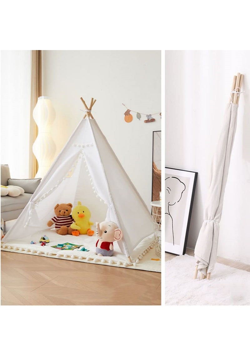 Cool Baby Kids Foldable Teepee Play Tent with String Lights 140*140*145cm White