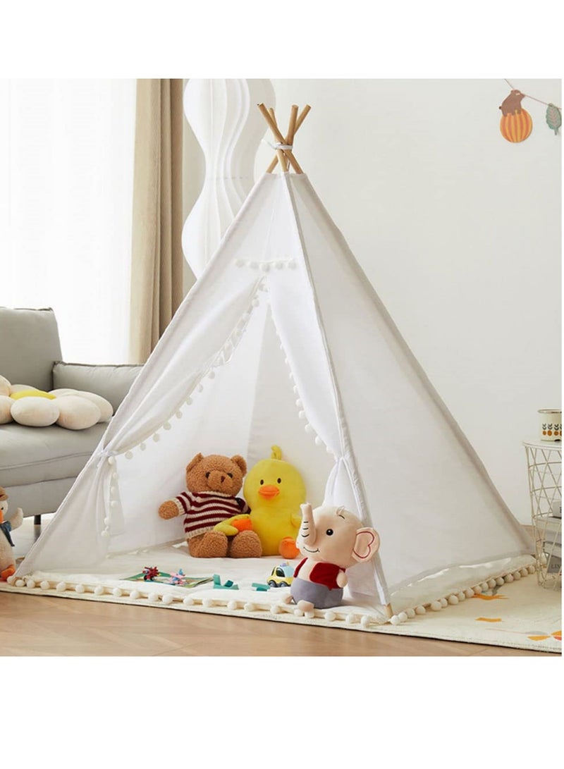 Cool Baby Kids Foldable Teepee Play Tent with String Lights 140*140*145cm White