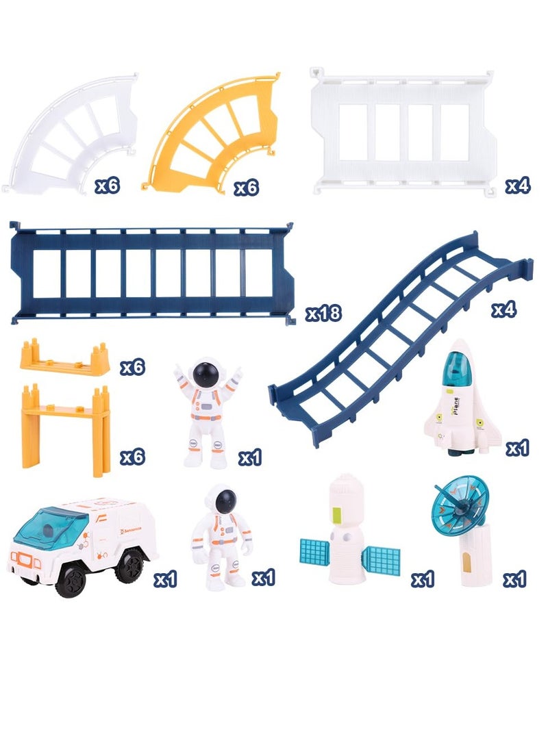 Electric Train Set for Kids Space Variety Rail Car Railway Learning Educational Toys Creative Puzzle Toys Train Sets for Kids Boys Girls Age 3 Years Up Electric Track Car Set Blue Space