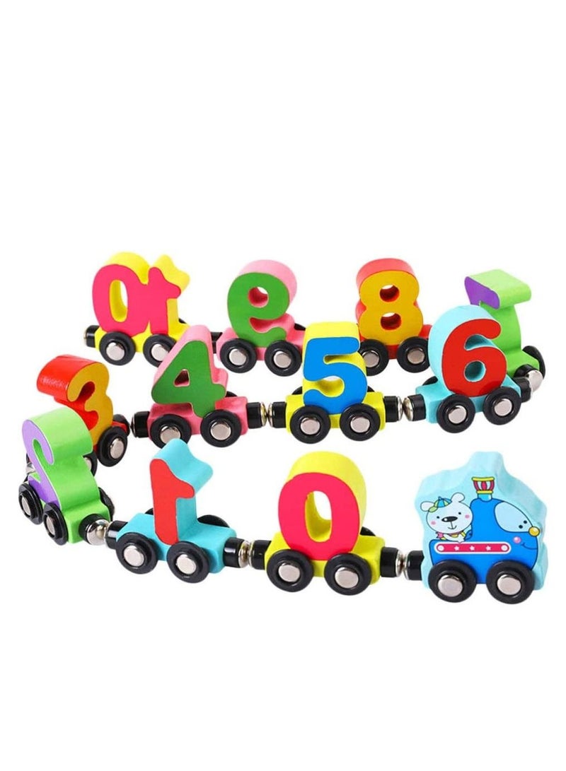 Wooden Number Train Toys for Toddlers and Kids Educational Building Blocks Montessori 3 Years For Boys Girls