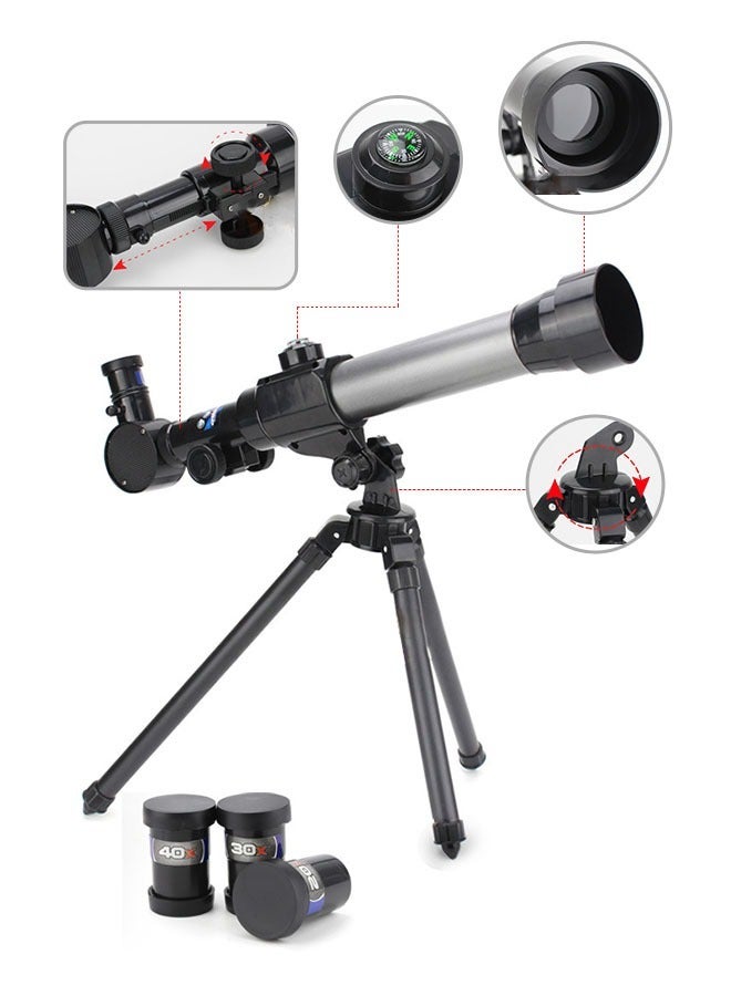 1290 Astronomical Telescope Toys, High-Definition Eyepieces for Scientific Experiments, Multiple Objective Magnifications, Stretchable Tripod, Large Objective Lens, Refractor Telescope with a Compass