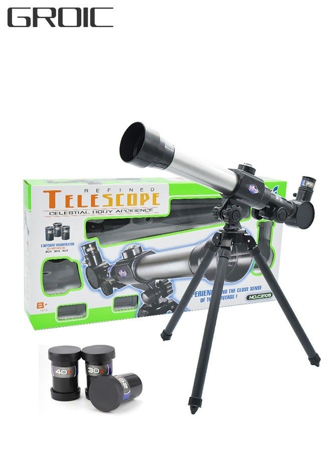 1290 Astronomical Telescope Toys, High-Definition Eyepieces for Scientific Experiments, Multiple Objective Magnifications, Stretchable Tripod, Large Objective Lens, Refractor Telescope with a Compass