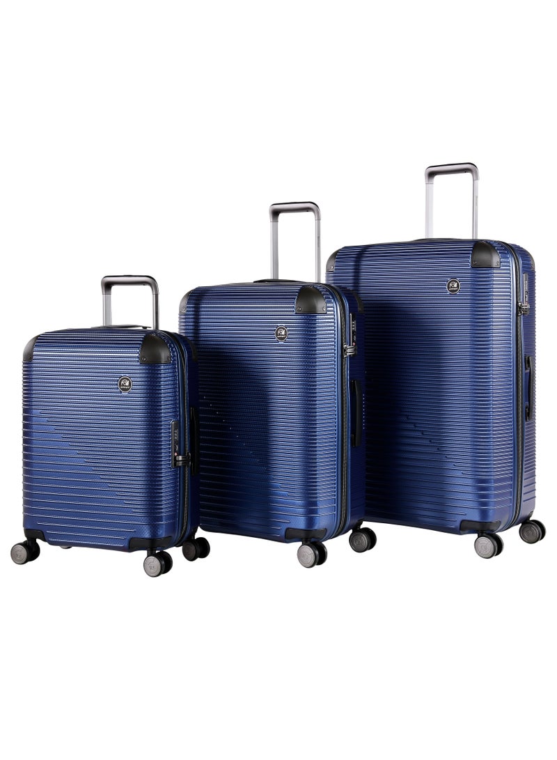 Wheeled Luggage Trolley Set For Unisex TPO Compound 4 Double Inline Skate wheels with TSA lock KJ24N Set of 3 Moon Blue