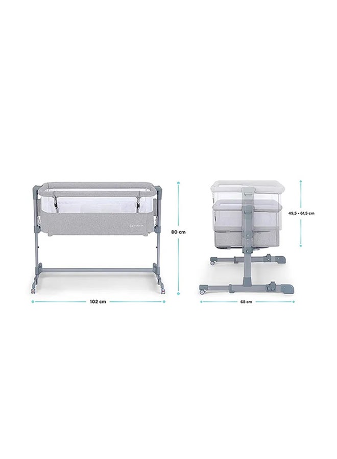 Adjustable Bedside Crib With Airy Mesh, Transport Wheel And Accessories