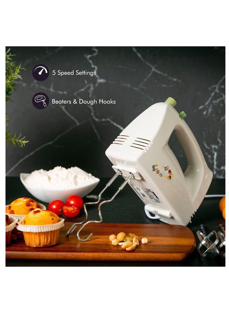 stand Mixer with Stand & Bowl - 5 Speed Controls with Detachable Stainless-Steel 2 Beater & 2 Dough Hooks