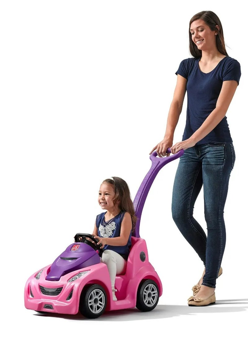 Buggy GT, Single Seater Kids Push Car, Easy to Store Ride On Toy with Seatbelt, Horn and Storage Trunk, Suitable for Children both Boys and Girls Aged 18m and Above, Pink