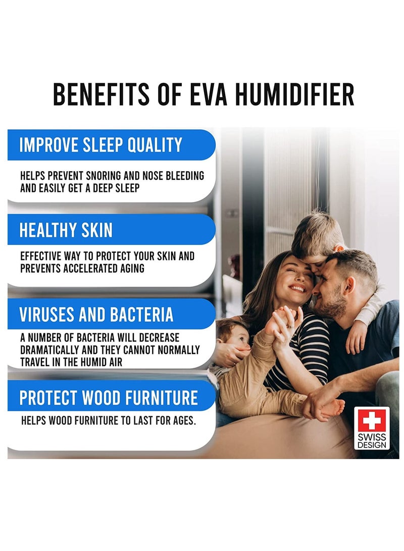 Stadler Form Eva Humidifier 6.3L Ultrasonic Humidifier with Oil Diffuser, Hot and Cold Mist, Remote Control and Sensor, Hygrometer, and Night Mode - For Big Rooms up to 80m², 2 Years Warranty