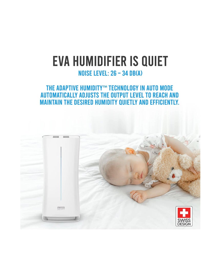 Stadler Form Eva Humidifier 6.3L Ultrasonic Humidifier with Oil Diffuser, Hot and Cold Mist, Remote Control and Sensor, Hygrometer, and Night Mode - For Big Rooms up to 80m², 2 Years Warranty