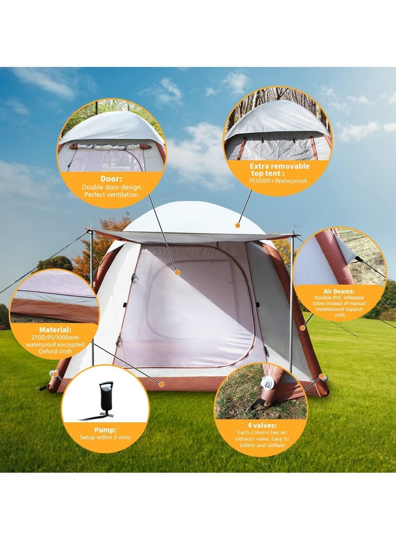 Toby's New Inflatable-02 Camping Tent with Pump Easy Setup 4 Season Glamping Tent 4-6 Persons