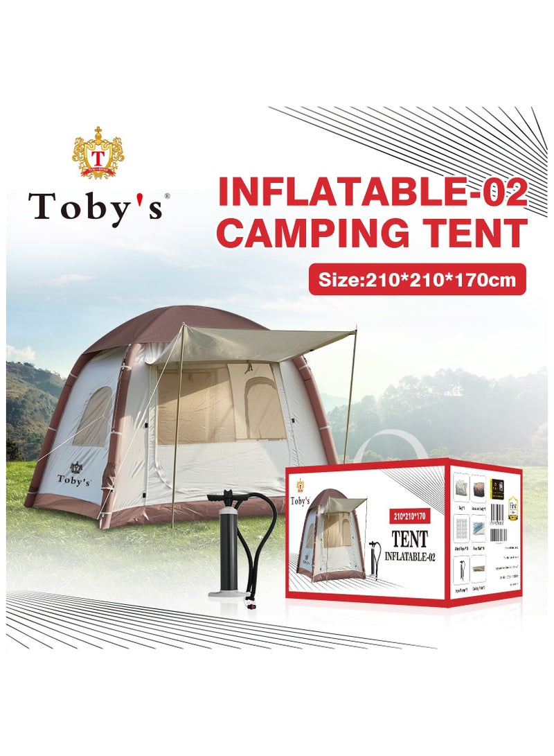 Toby's New Inflatable-02 Camping Tent with Pump Easy Setup 4 Season Glamping Tent 4-6 Persons