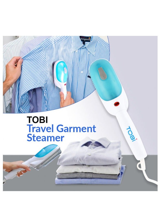 Tobi Electric Garment Steamer, 650 Watt 9, White/Blue