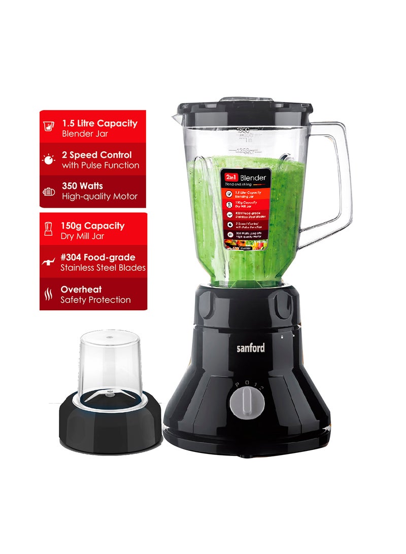 SANFORD 2 IN 1 BLENDER 350 WATTS 1.5 LITRE 1.5 L 350 W SF6803BR  BS Multicolour