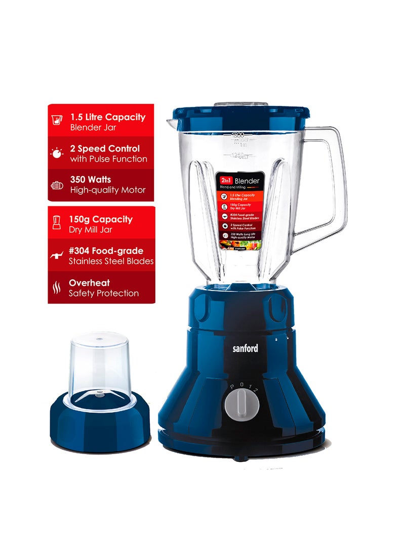 SANFORD 2 IN 1 BLENDER 350 WATTS 1.5 LITRE 1.5 L 350 W SF6803BR  BS Multicolour