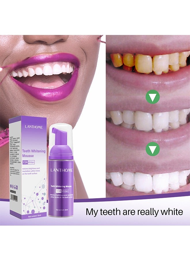 Purple Teeth Whitening Mousse, Stain Remover, Teeth Whitening Booster, Purple Toothpaste (50ml)