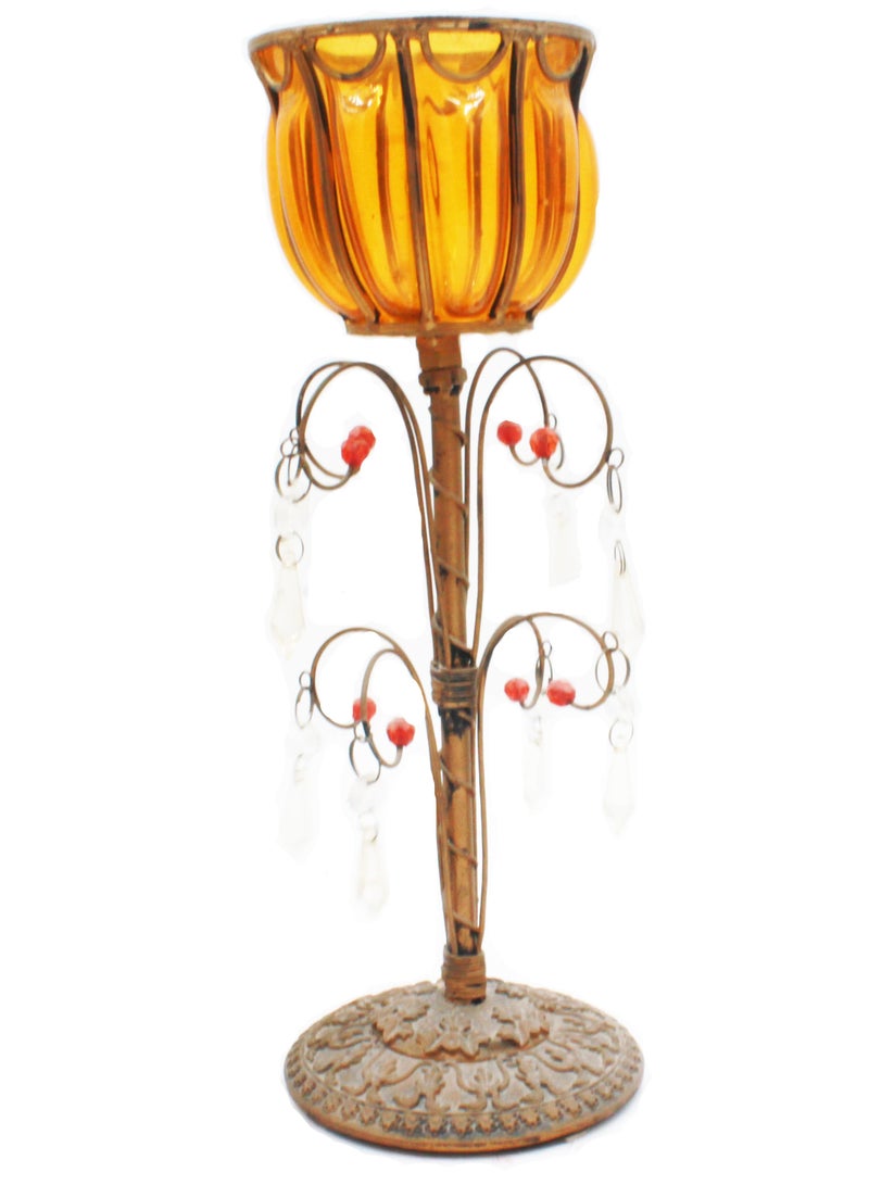 Candle Glass Pot Beads Metal Stand Tree Model