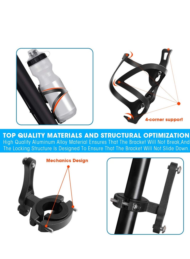 Bike Cup Holder Bicycle 2-in-1 Bottle Bracket Aluminum Alloy Water Bottle Cages Universal Rotation Cup Drink Holders for Bike Handlebars Motorcycle