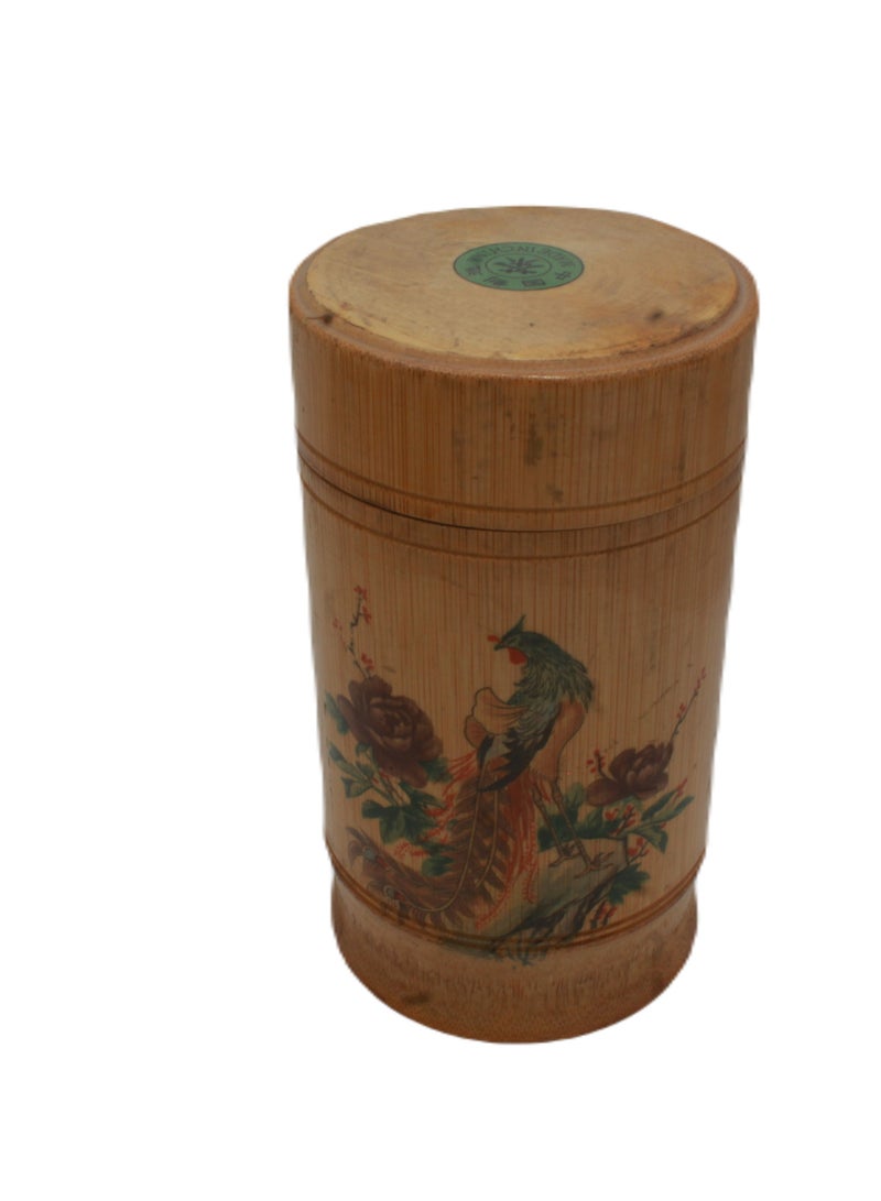 WOODEN HAND PAINTED CUP WITH TOP