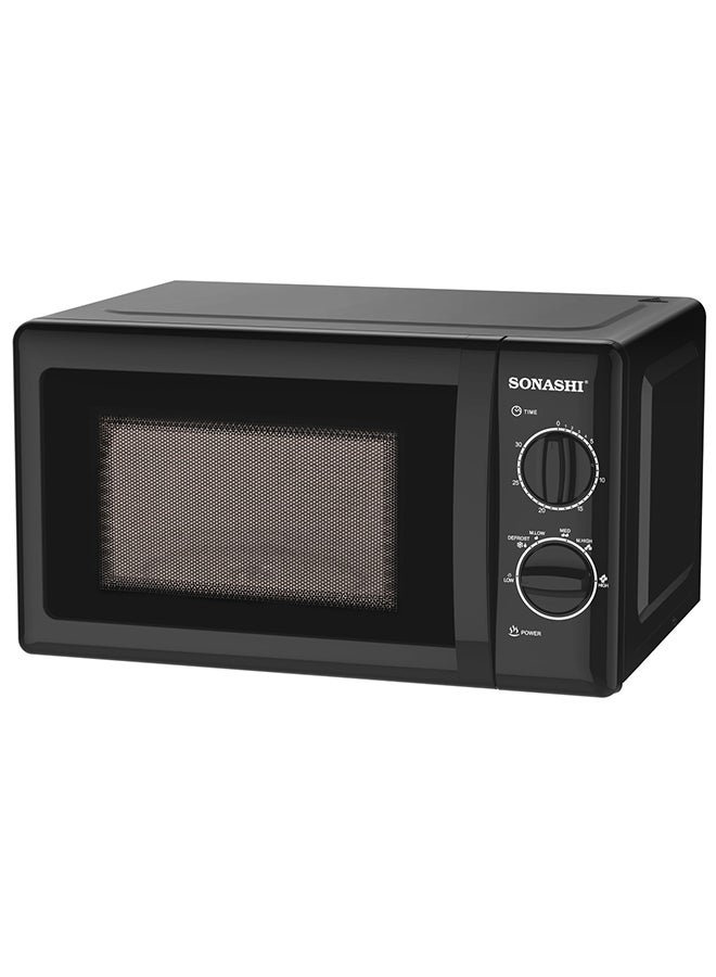 20L Microwave Oven - 245MM Turntable Glass Tray with Defrost Setting | Manual Control Oven with Pull Handle Door and 6 Power Levels 20 L 700 W SMO-920 Black