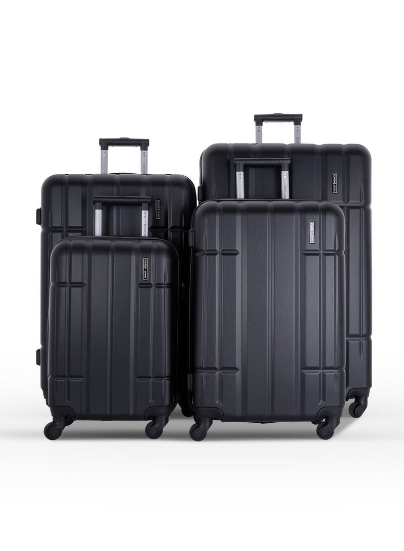 4-Piece ABS Spinner Luggage Trolley Bag Set 20/24/28/32 Inch Black