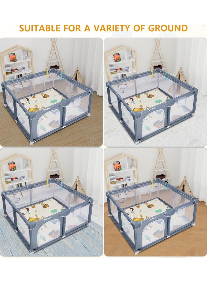 Widely Useful Playpen, Versatile Playpen for Babies and Toddlers, Stylish Playpen Fence with Fluffy Play Mat