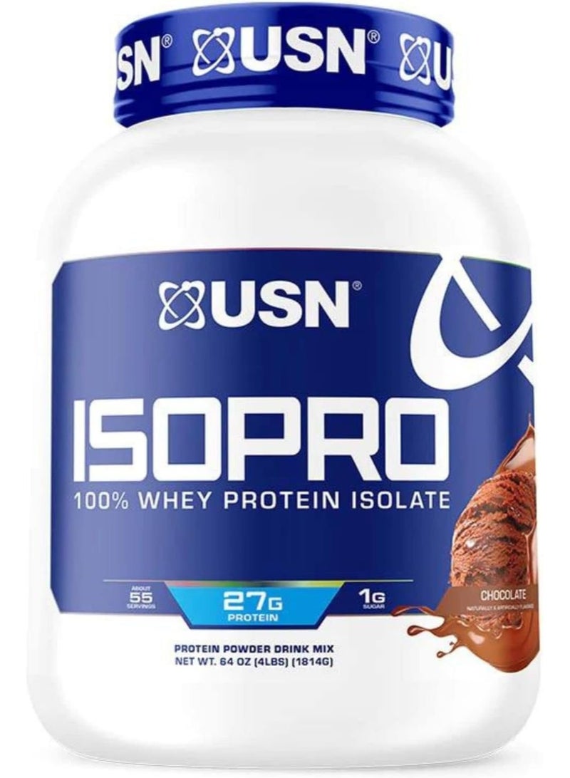 USN ISOPRO, 100% Whey Protein Isolate, Chocolate Flavor, 1.8 Kg