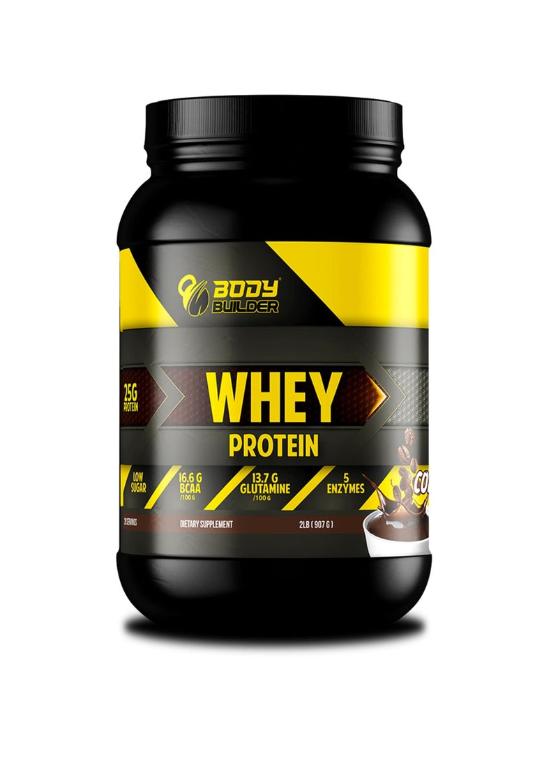 100% whey protein - Coffee Flavor - 2lb, Elite Whey Protein Blend for Optimal Muscle Growth and Recovery, Rich in BCAAs, Glutamine and Digestive Enzymes, perfect post workout fuel