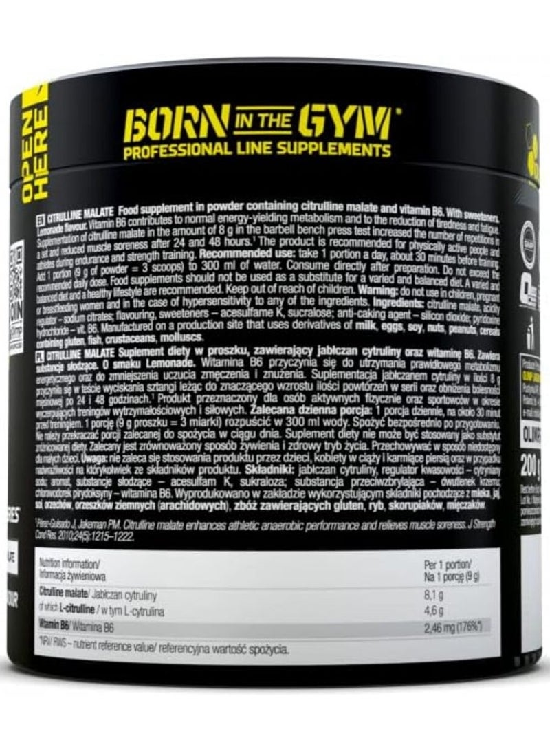 Olimp Citrulline Malate, Lemonade Flavor, 200g, 22 Serving