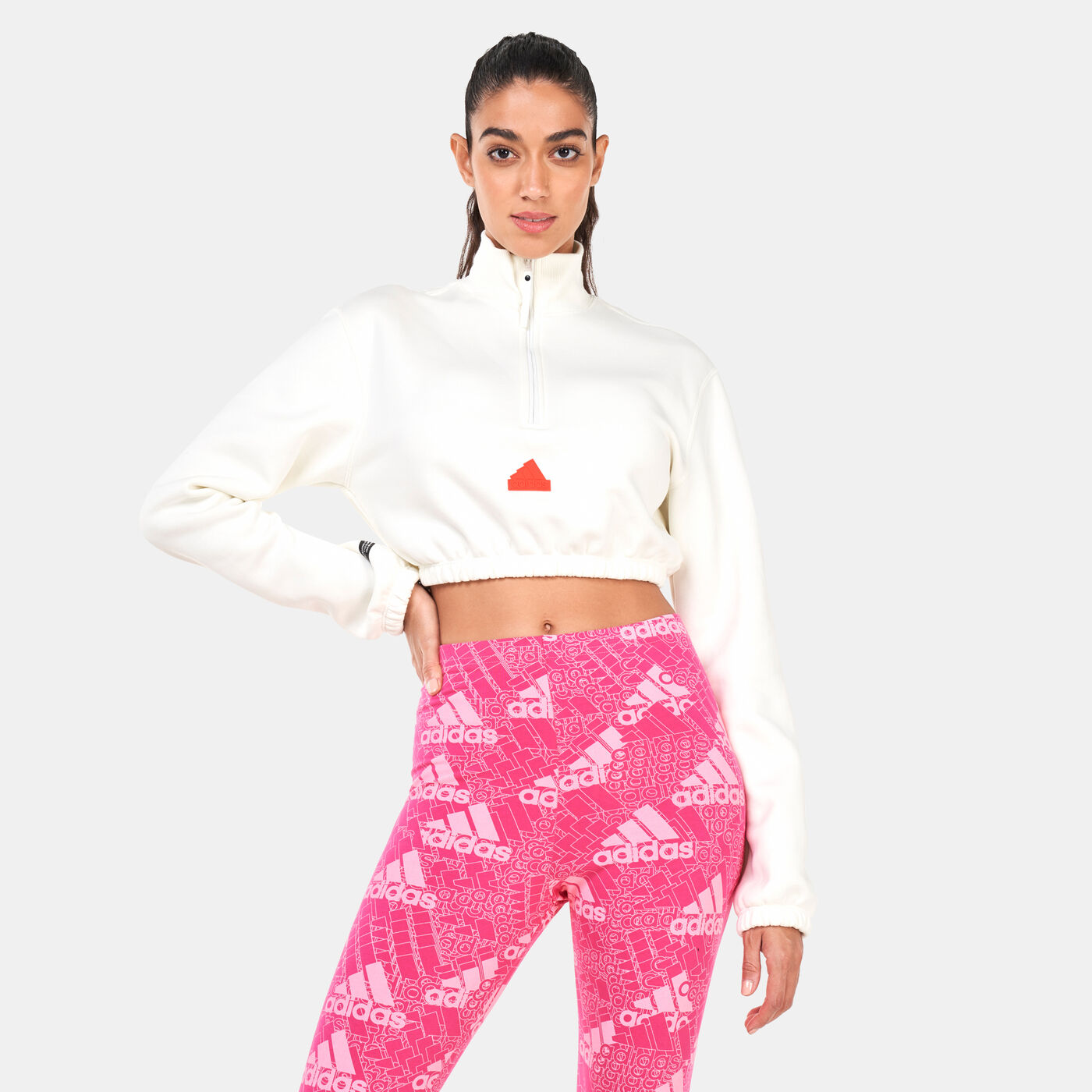 Women's Cropped Half-Zip Sweatshirt
