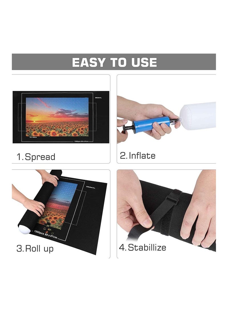 Jigsaw Puzzles For Adults Store and Transport Up to 1500 Pieces Puzzle Roll Mat Environmental Friendly Material Inflatable Tube 3 Elastic Fasteners