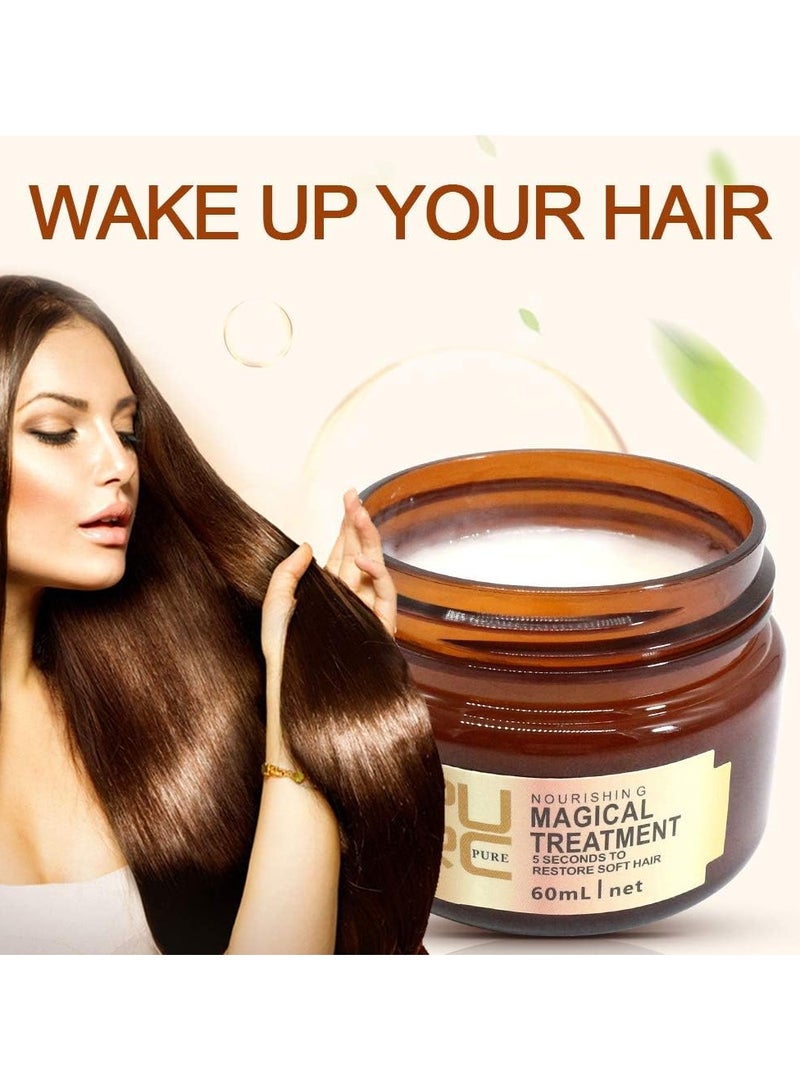 Pack Of 2 Pure Magical Hair Mask 60ml Keratin Argan Hair Treatment 5 Seconds Mask Root Repair Nourishing