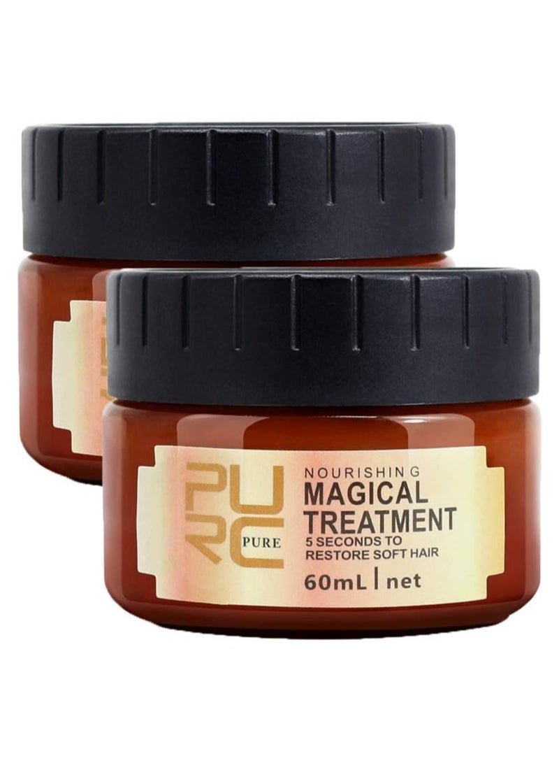 Pack Of 2 Pure Magical Hair Mask 60ml Keratin Argan Hair Treatment 5 Seconds Mask Root Repair Nourishing