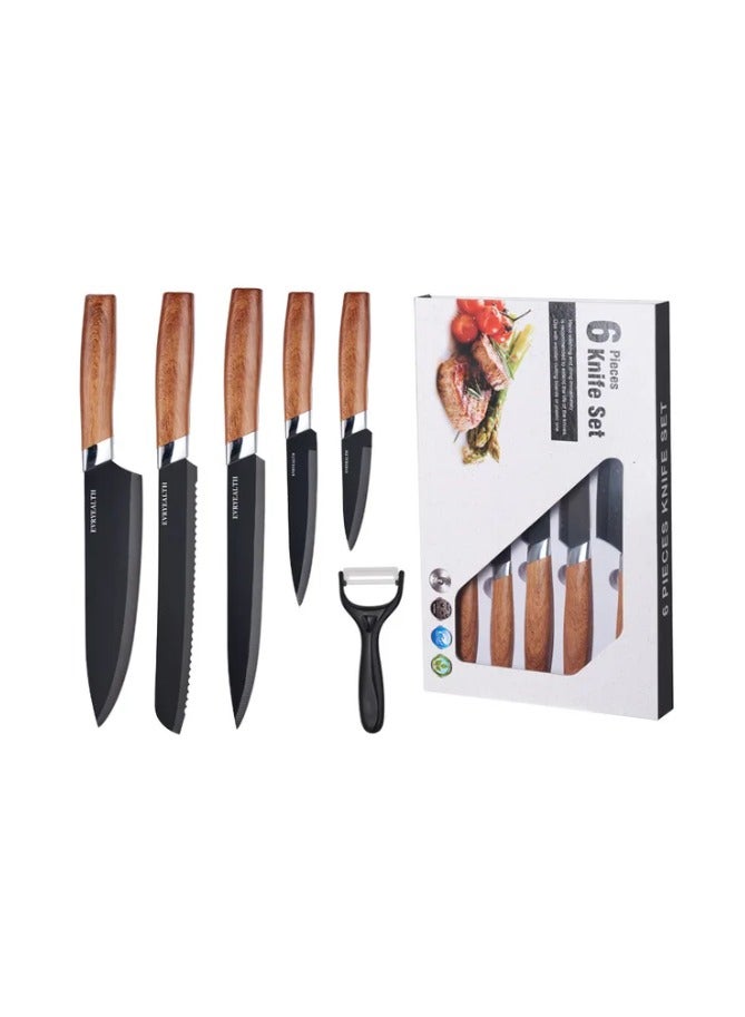 Kitchen Knives Set Chef Knives 6 Sets Stainless Steel Kitchen Knives Fruit Knife Peeler Chef Slicer Paring Knife Universal Knife
