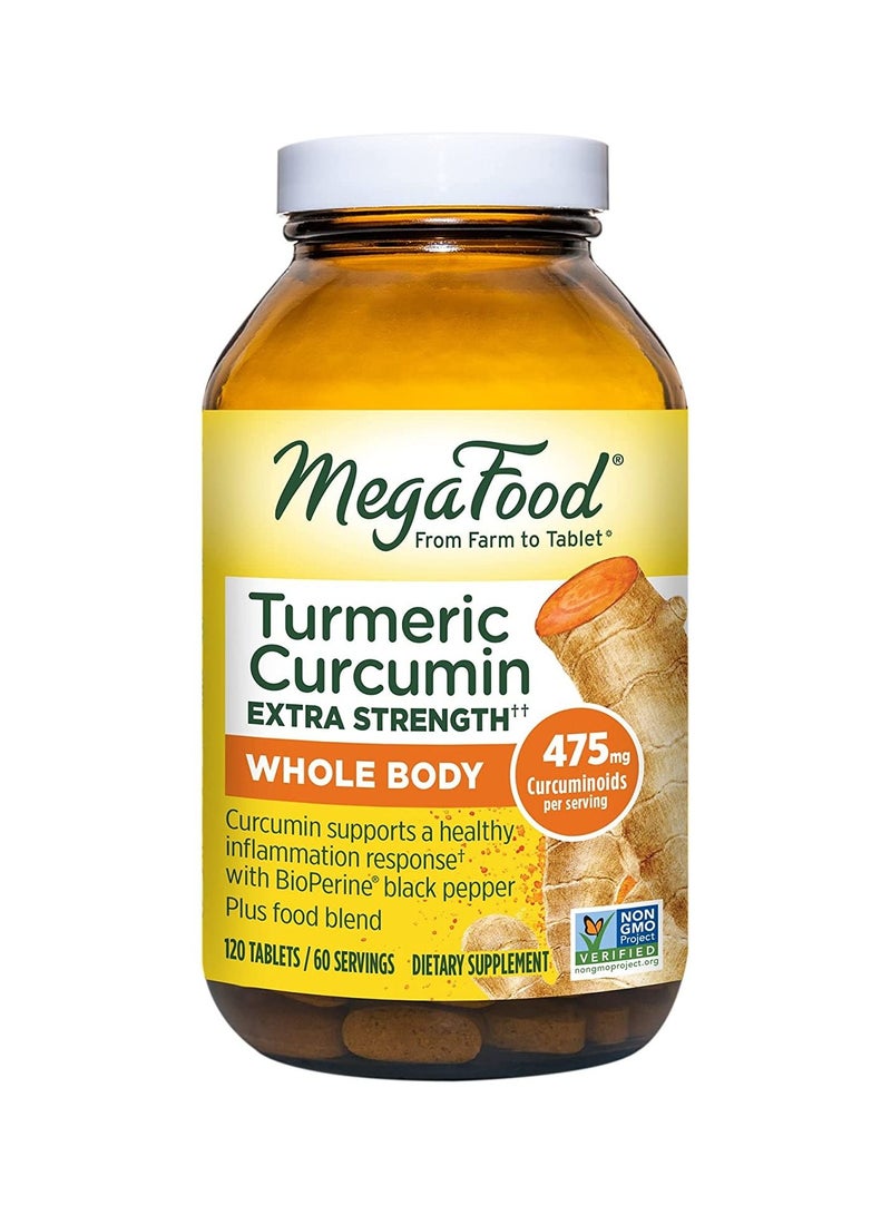 Turmeric Curcumin Extra Strength Whole Body Supplement To Support Healthy Inflammation Response - 120 Tablets