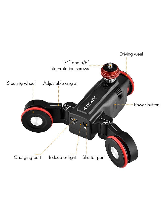 L5i Pro Wireless Camera Video Auto Dolly 3-Wheels Motorized Slider Dolly Car Mobile APP Control Time-lapse Straight/Curved Line Photography Adjustable Speed