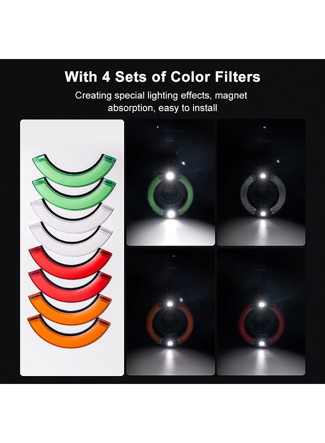 Macro Ring Flash Camera Speedlite GN18 TTL Auto/ Manual Flash 5600K 3s Recycle Time with Carrying Bag 4 Set Color Filters 7pcs Adapter Rings Replacement