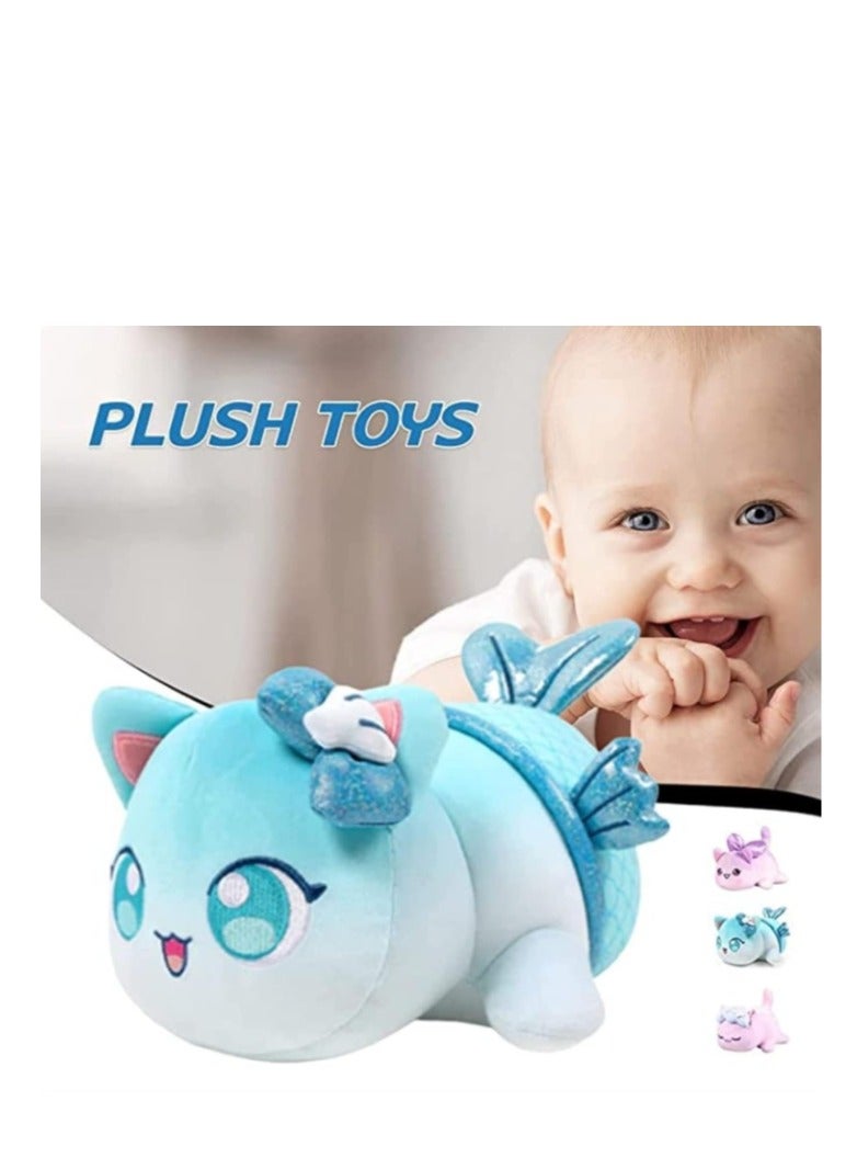 Cute Plush Toy Meemeows Plushies Meemeows Angel and Demon Cat Plushie Cat Food Plushies Cat Mee Meow Anime Cartoon Cat Stuffed Figure Toy Plush Pillow Gift for Fans Kids (Mermaid Cat)