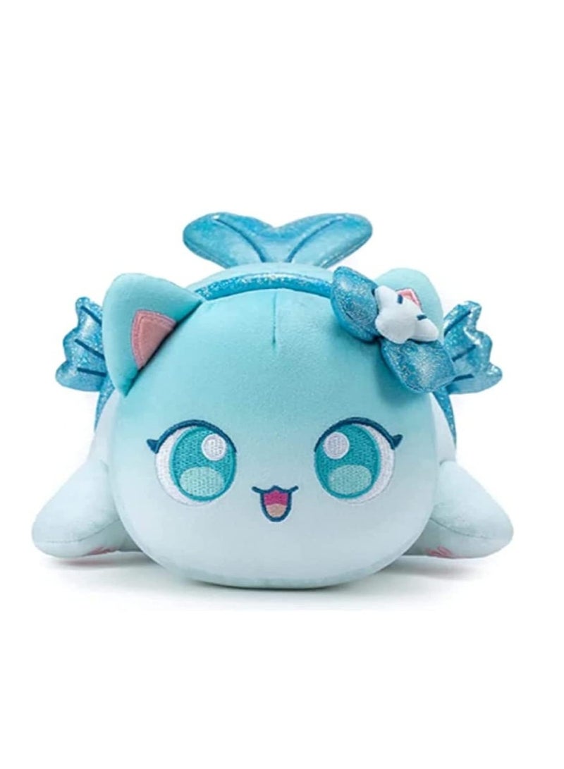 Cute Plush Toy Meemeows Plushies Meemeows Angel and Demon Cat Plushie Cat Food Plushies Cat Mee Meow Anime Cartoon Cat Stuffed Figure Toy Plush Pillow Gift for Fans Kids (Mermaid Cat)