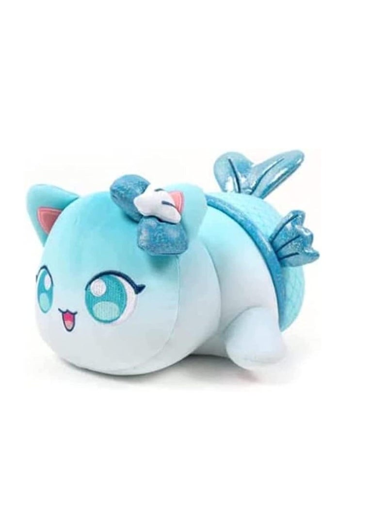 Cute Plush Toy Meemeows Plushies Meemeows Angel and Demon Cat Plushie Cat Food Plushies Cat Mee Meow Anime Cartoon Cat Stuffed Figure Toy Plush Pillow Gift for Fans Kids (Mermaid Cat)