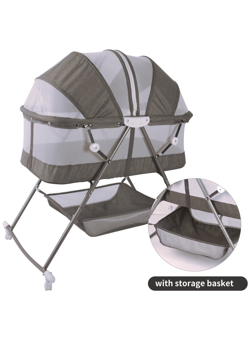 Two In One Baby Bassinet Foldable Newborn Bed Lightweight Bouncing Cradle