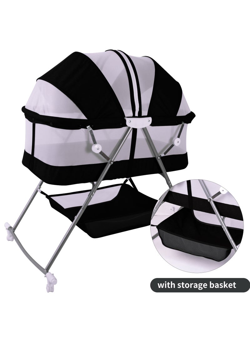 Two In One Baby Bassinet Foldable Newborn Bed Lightweight Bouncing Cradle