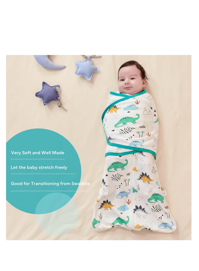 Baby Swaddle Wearable Blanket 3-Way Adjustable Transtion Sleep Sack 100% Cotton Swaddle Wrap with Beanie Cap Infant Cotton Swaddle for Newborn Infant Boy Girl 0-6 Months