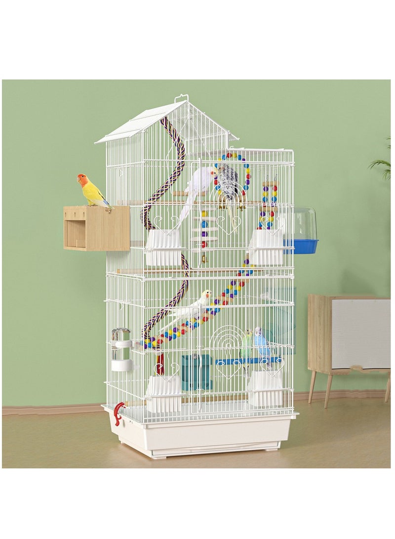 100cm Wrought Iron Bird Cage Open-Top Parrot Cage with Rolling Stand for Parakeets Cockatiels Budgies Parrotlets Lovebirds Canary Small-Sized Birds Parrots
