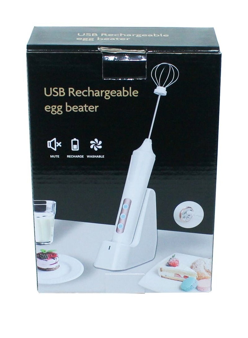 Rechargeable Milk Frother Electric Blender for Cappuccino, Latte, Hot Chocolate, Coffee, Eggs, Cream, Drinks, Handheld Milk Foam Maker With 3 Speeds And Stirrer For Coffee, Mixer, Egg Beater, Whisk