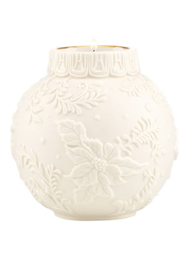 Ornamental Glow Poinsettia Votive Candle Holder White 4x4x4inch