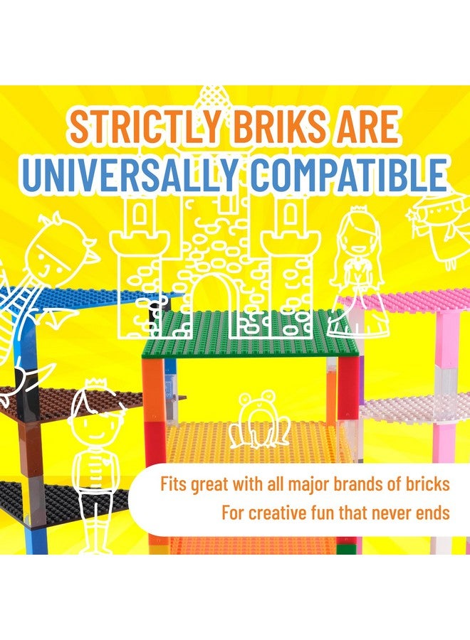 Classic Stackable Baseplates Building Bricks For Towers 100% Compatible With All Major Brands Half Circle Triangle & Square Rainbow Colors 36 Base Plates & 60 Stackers 6X6 Inches