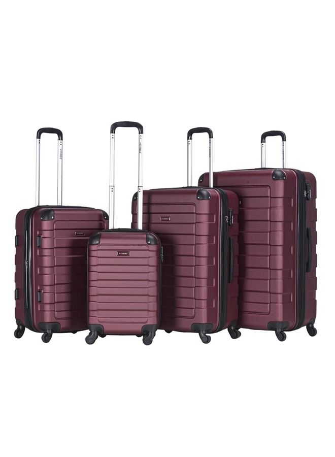 4 Pack Of Hardside Spinner Number Locked Luggage Trolley Burgundy